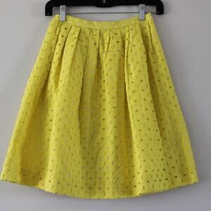 NWT Bonpoint Concerto A Line Pleated Yellow Eyelet Skirt 12